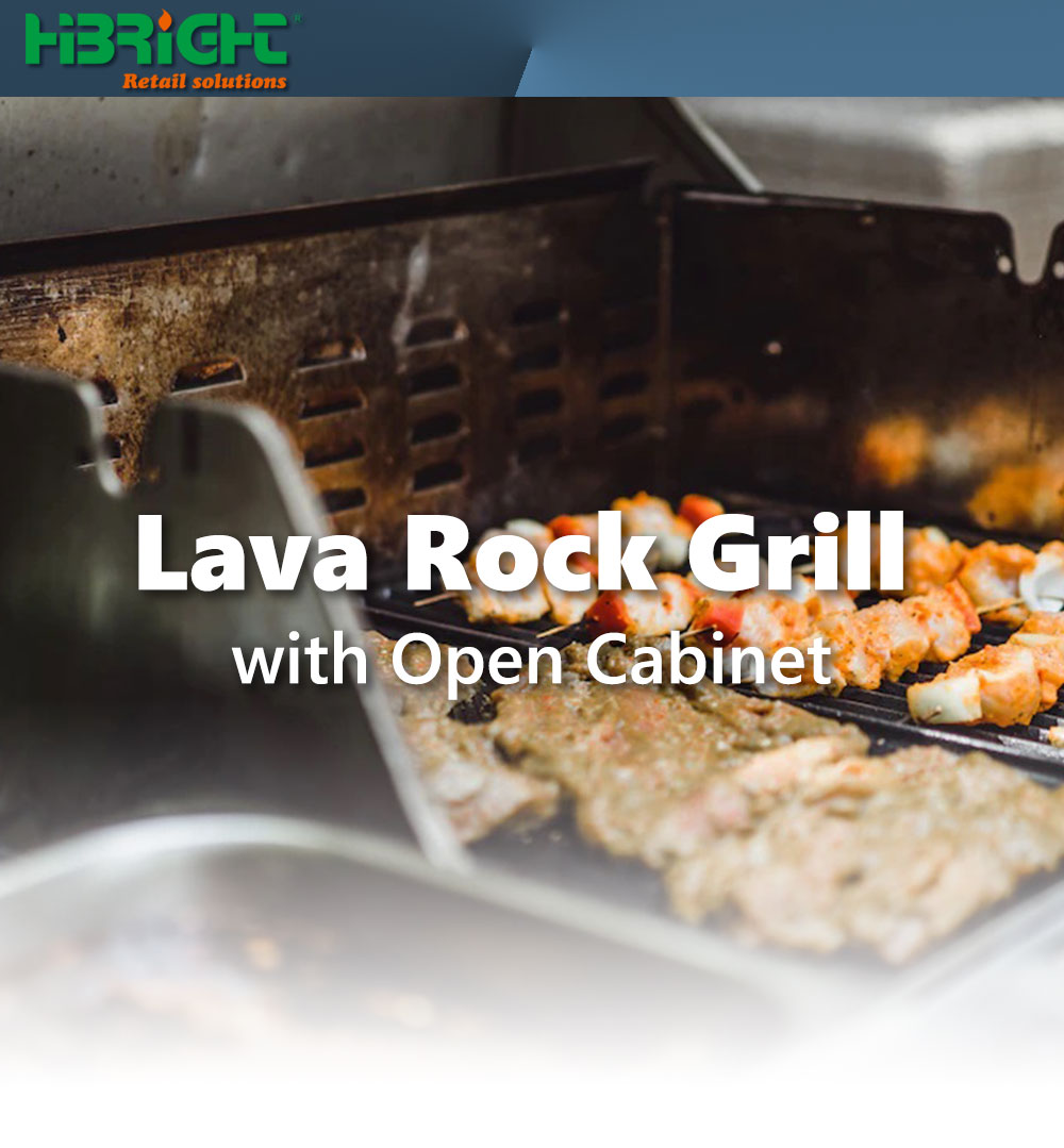 Commercial Gas Lava Rock Grill With Open Cabinet