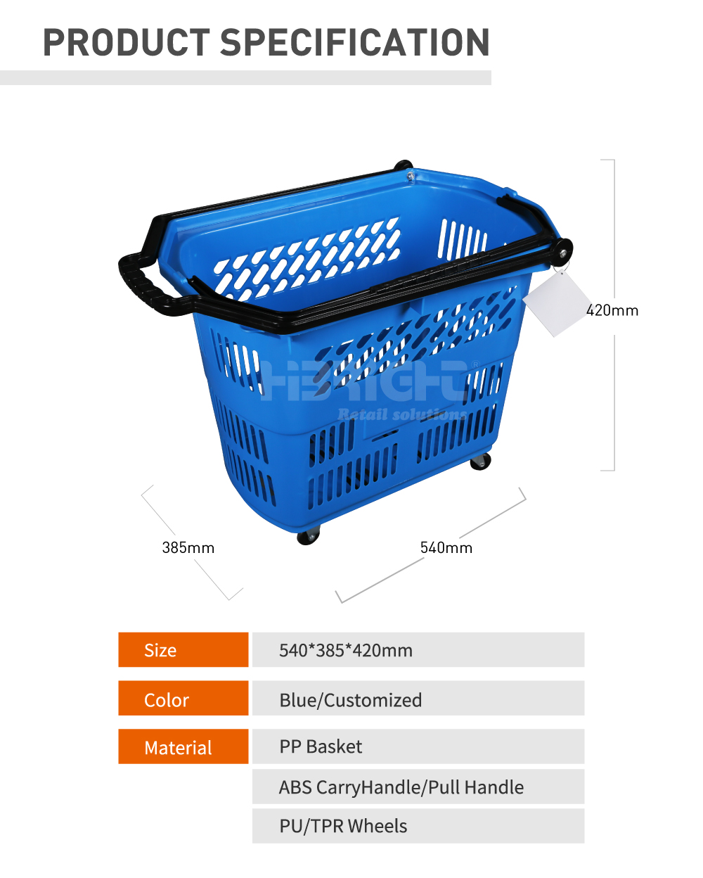 Big Capacity Rolling Shopping Basket Highbright
