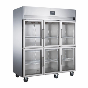 2~8℃ Air Cooling/Static Cooling 6 Glass Doors Upright Reach-in Refrigerator Commercial Refrigerator 