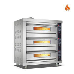 Room Temp.~400℃ 3 layers 6 trays Gas Stainless Steel Door Deck Oven Instrument Control