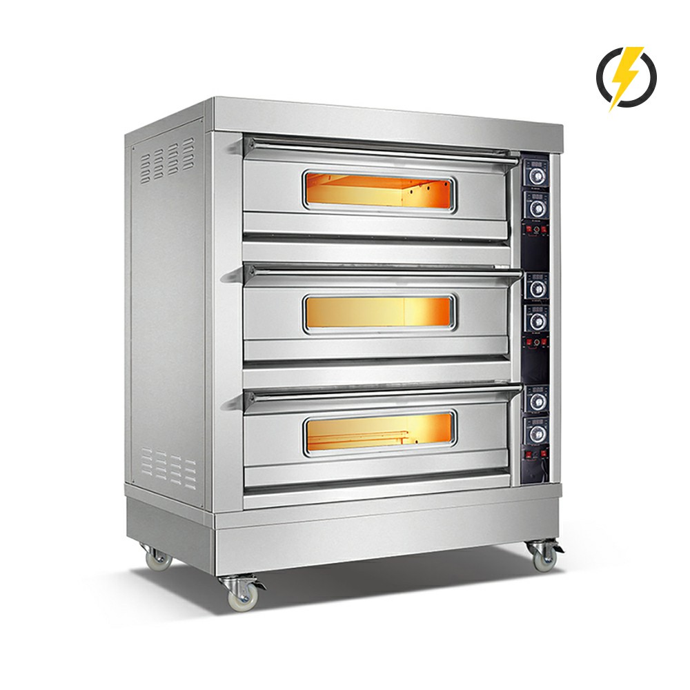 Room Temp.~400℃ 3 layer 6 trays Electric Oven Stainless Steel Door Deck Oven Instrument Control
