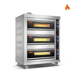 Room Temp.~400℃ 3 layers 6 trays Gas Tempered Glass Door Deck Oven Instrument Control