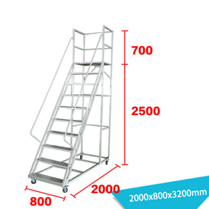 31" Wide10 Step Steel Rolling Safety Ladder LT-15