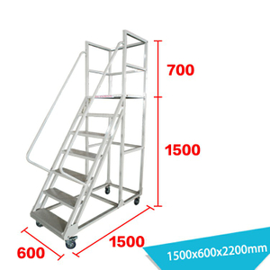Steel 7-Step Industrial Warehouse Rolling Ladder LT-12