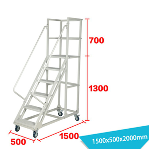 6-Step Warehouse Platform Step Ladder with Handrail and Wheels LT-11
