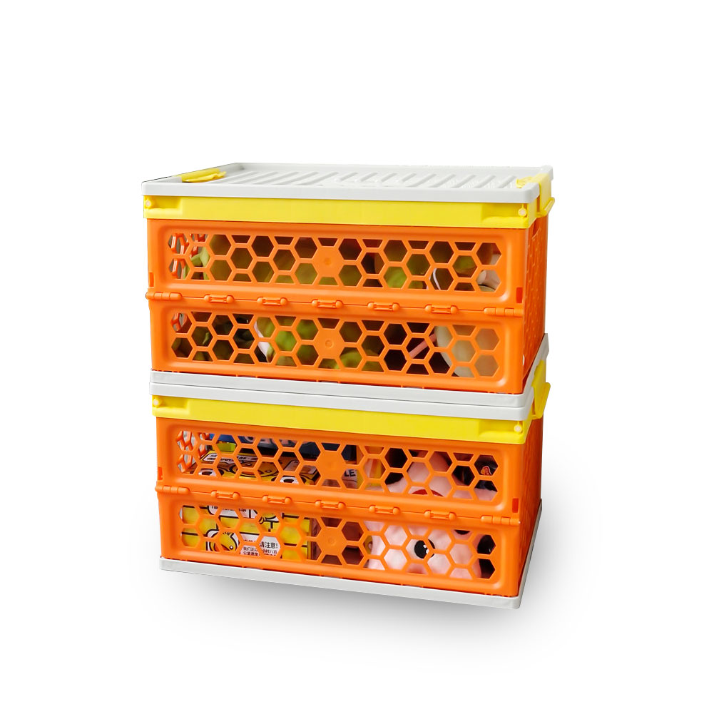 2022 New Design Folding Plastic Storage Crate with Lid