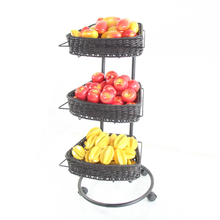 Fan-shaped Rattan Basket with Display Rack