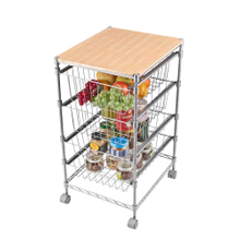 Movable Kitchen Storage Wire Basket Shelf