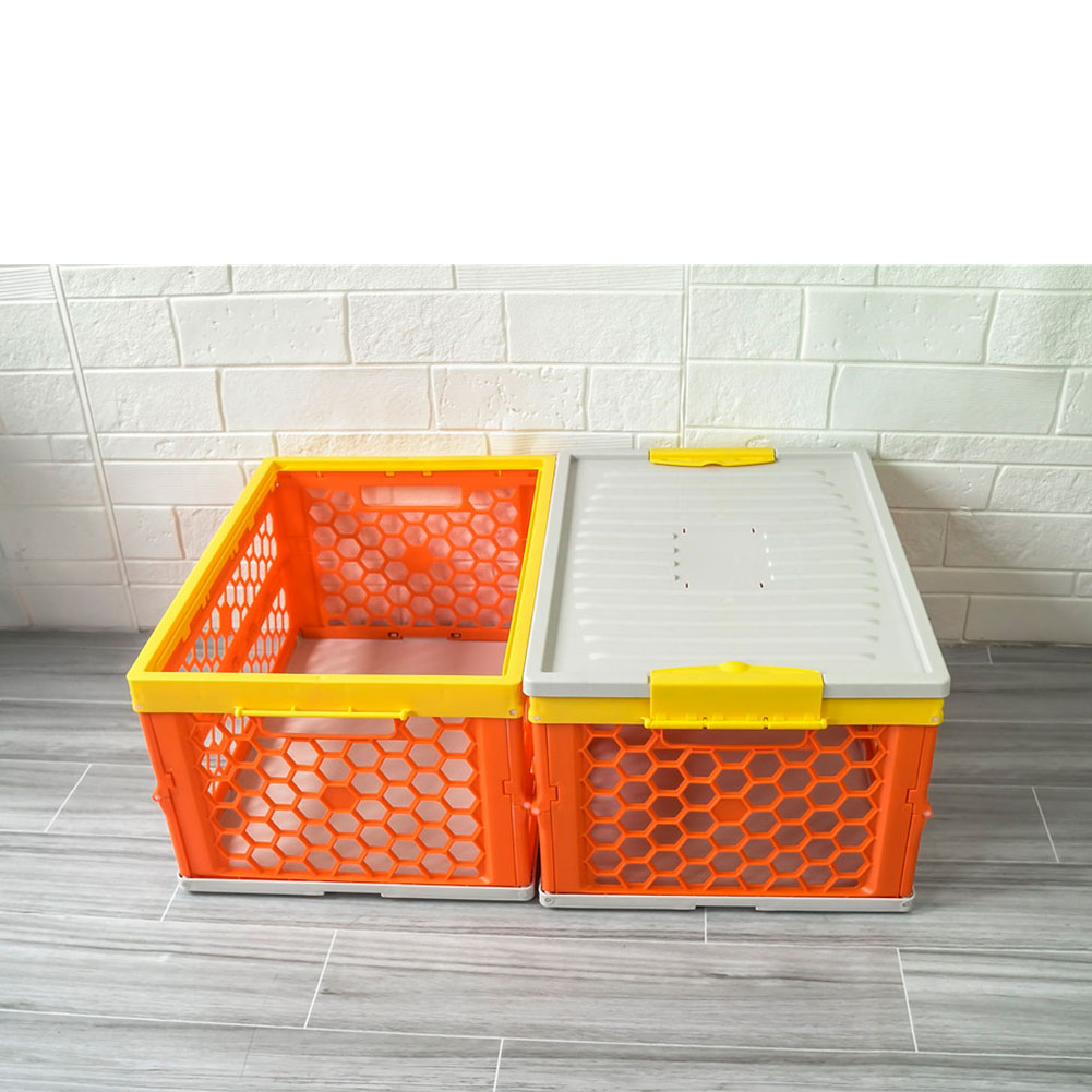 2022 New Design Folding Plastic Storage Crate with Lid