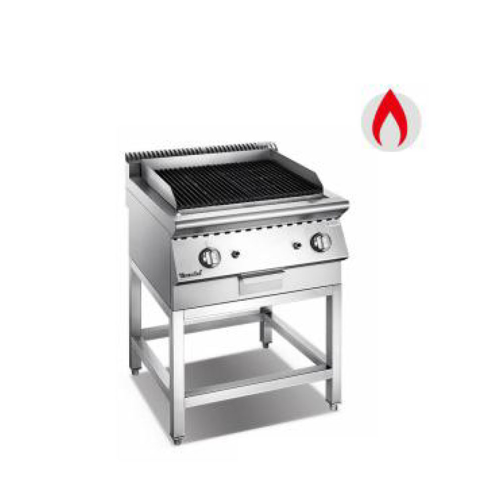Commercial Little Size Gas Lava Rock Grill with Open Cabinet