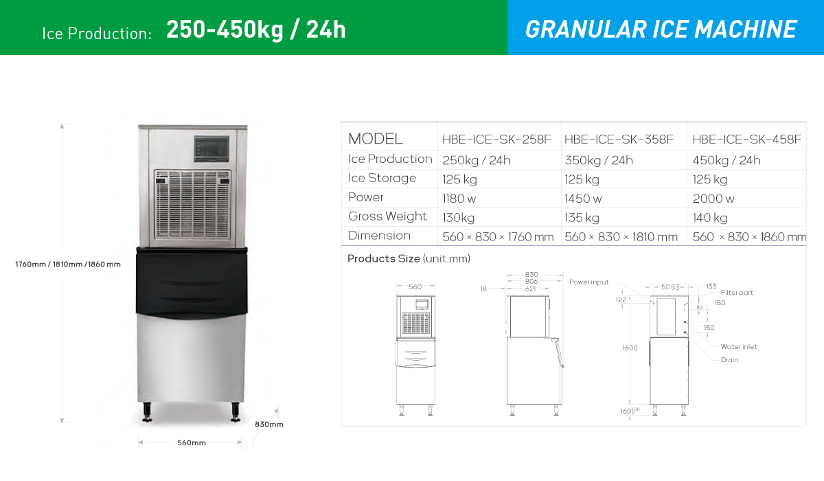 250450 KG/24H Granular Modular Type Air Cooled Commercial Ice Maker