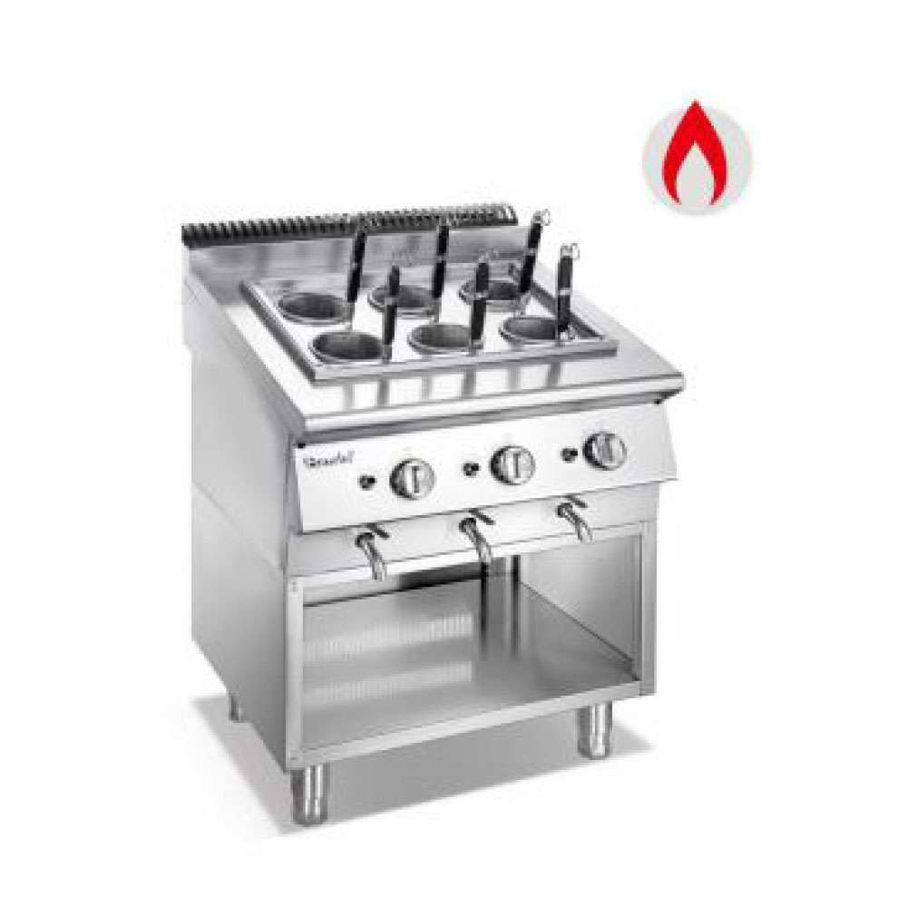 Gas Pasta Cooker with Open Cabinet