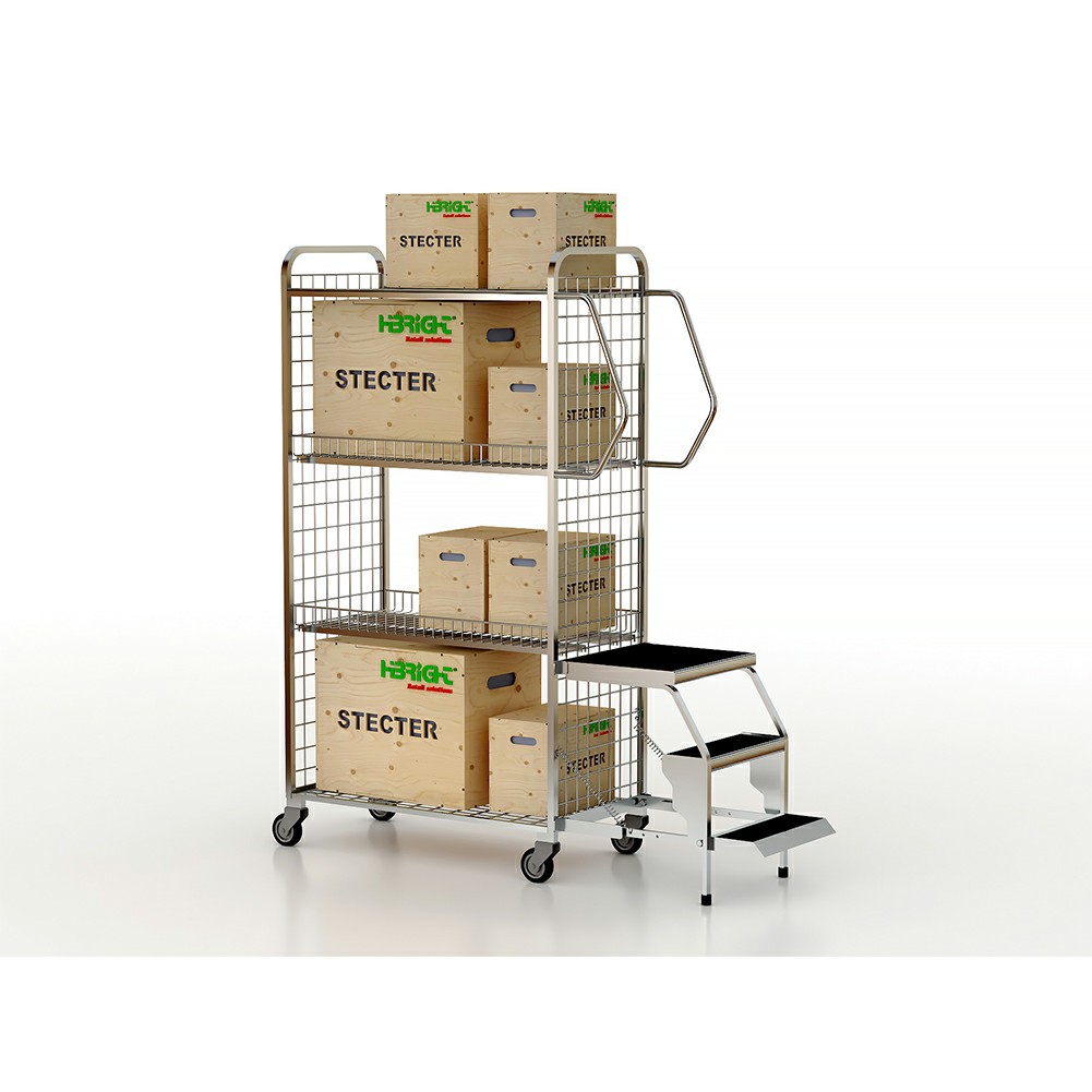 Warehouse Trolley with Step Ladder