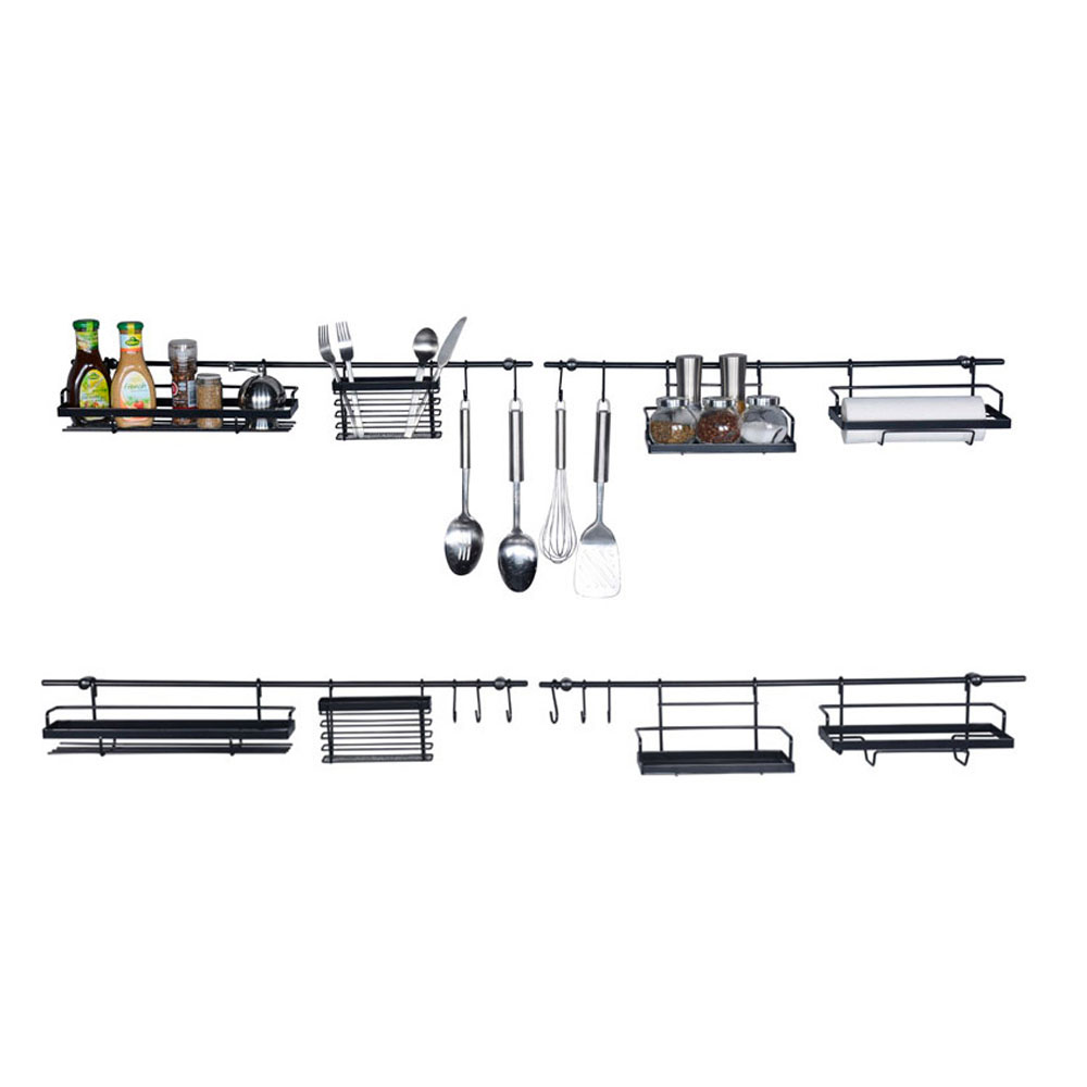 Kitchen Wall Mounted Utensil Rack with Hooks